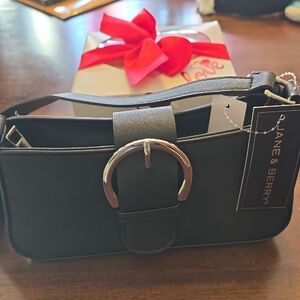 Jane & Berry Black Shoulder Bag with Silver Buckle